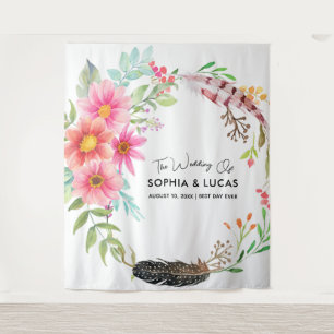 Burgundy Floral Backdrop Rustic Photo Booth Prop