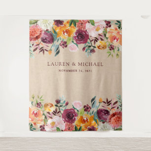 Burgundy Floral Backdrop Rustic Photo Booth Prop