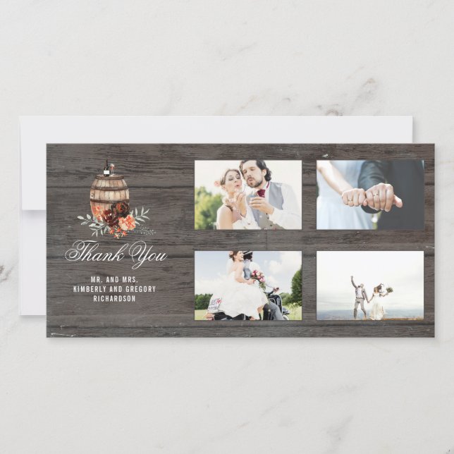 Burgundy Floral Barrel Rustic Thank You Wedding (Front)