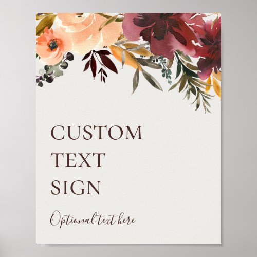 Burgundy Floral  Beige Cards and Gifts Custom Poster