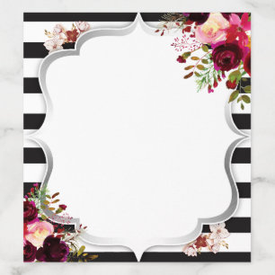 Burgundy Floral Black and White Stripes Envelope Liner