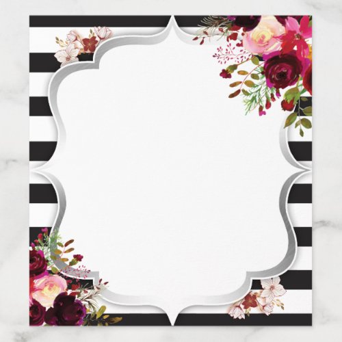 Burgundy Floral Black and White Stripes Envelope Liner