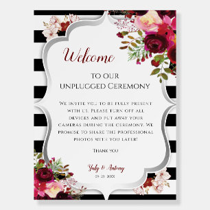 Burgundy Floral Black and White Unplugged Ceremony Foam Board