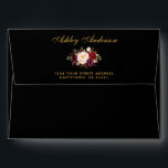 Burgundy Floral Black Gold Wedding Invitation Envelope<br><div class="desc">Elegant Watercolor Burgundy Floral,  Black and Gold Wedding Invitation Envelopes - Printed Name and Address</div>