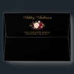 Burgundy Floral Black Gold Wedding Invitation Envelope<br><div class="desc">Elegant Watercolor Burgundy Floral,  Black and Gold Wedding Invitation Envelopes - Printed Name and Address</div>
