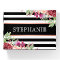Burgundy Floral Black Stripes Personalized Name