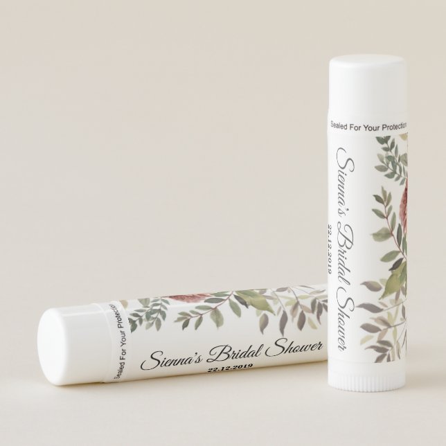 Burgundy Floral Bloom Baptism Thank You Lip Balm (Front)