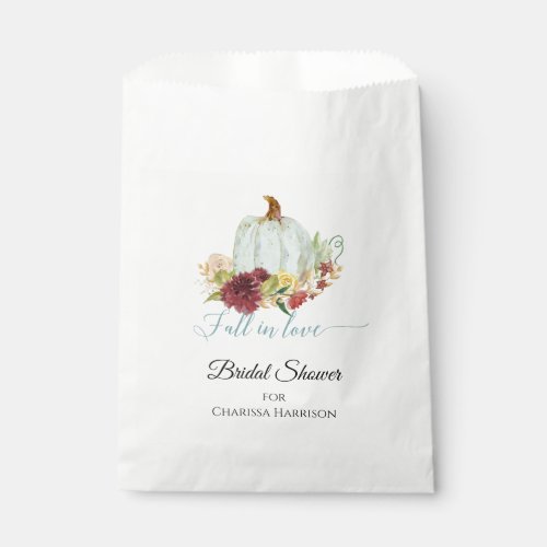 Burgundy Floral Blue Pumpkin Fall in Love Foliage Favor Bag