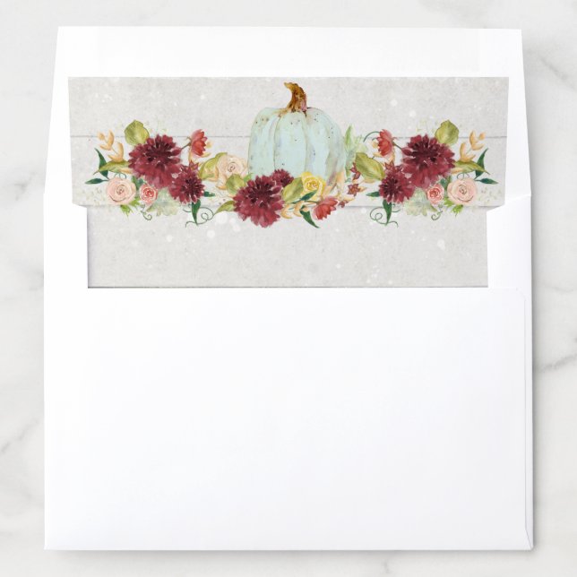 Burgundy Floral Blue Pumpkin Rustic Fall in Love Envelope Liner (In Envelope)