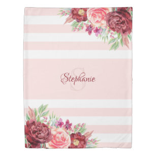 Burgundy Floral Duvet Covers Bedspreads Zazzle