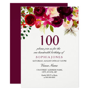 100th birthday invitations zazzle