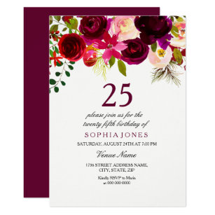 Twenty Fifth Birthday Invitations Zazzle