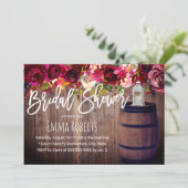 Burgundy Floral Boho Wine Barrel Bridal Shower Invitation (Standing Front)