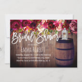 Burgundy Floral Boho Wine Barrel Bridal Shower Invitation (Front)