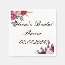 Burgundy floral Botanical bridal shower