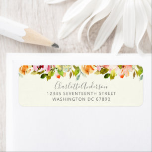 Burgundy Floral Botanical Watercolor Address Label