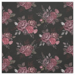 Burgundy Floral Bouquet on Black Fabric