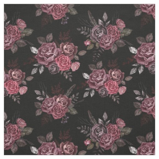 Burgundy Floral Bouquet on Black Fabric