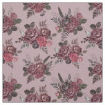 Burgundy Floral Bouquet on Medium Grayish Pink Fabric