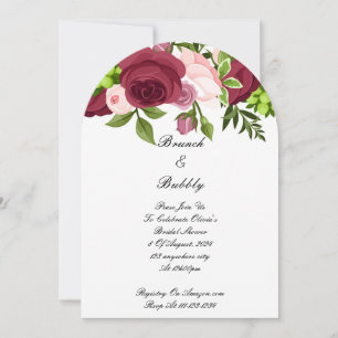 Burgundy floral bridal shower invitation