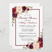 Burgundy Floral Bridal Shower Invitation (Front/Back)