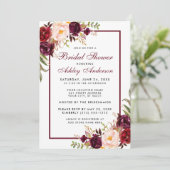 Burgundy Floral Bridal Shower Invitation (Standing Front)