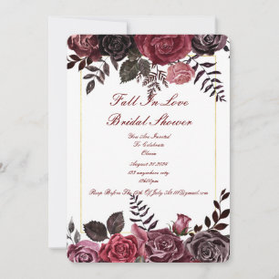 Burgundy floral bridal shower invitation 