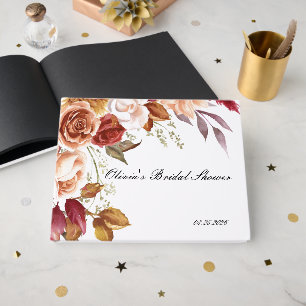 Burgundy floral bridal shower invitation  guest book