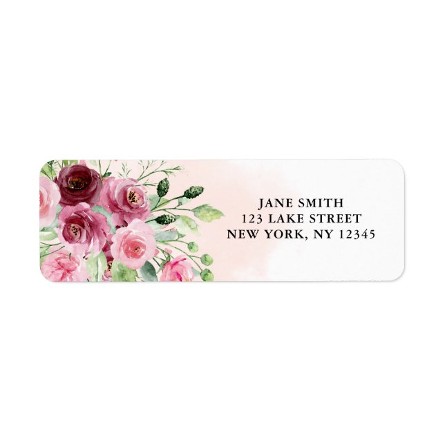 Burgundy Floral  Bridal Shower Label (Front)