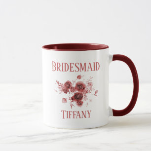 Burgundy Floral Bridesmaid Mug