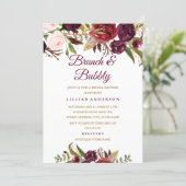 Burgundy Floral Brunch and Bubbly Bridal Shower Invitation (Standing Front)
