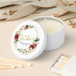 Burgundy Floral Butterfly Quinceañera Mini Candle Favors