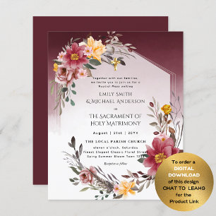 Burgundy Floral  Catholic Nuptial Mass Wedding