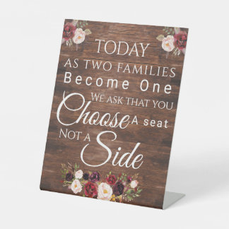 Burgundy Floral Choose a Seat Poster Pedestal Sign