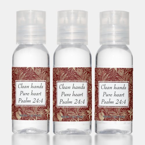 Burgundy  Floral  CLEAN HANDS PURE HEART Psalm Hand Sanitizer
