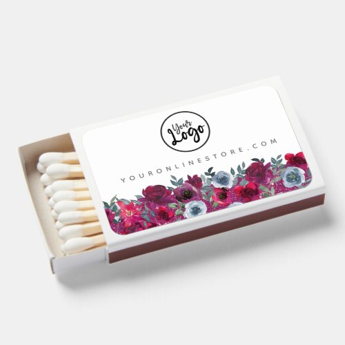 Burgundy Floral Client Gift Branded Customer Favor Matchboxes