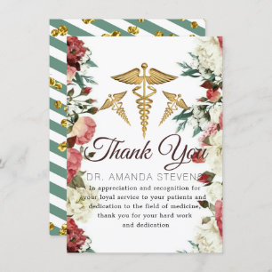 Burgundy Floral Doctor Thank You Card