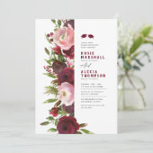 Burgundy Floral Double Graduation Party Invitation (Standing Front)