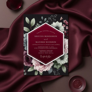 Burgundy Floral Dusk Wedding Invitation