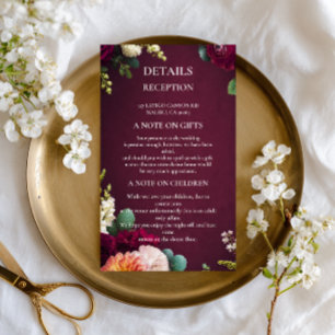 Burgundy Floral Elegant Enclosure Card