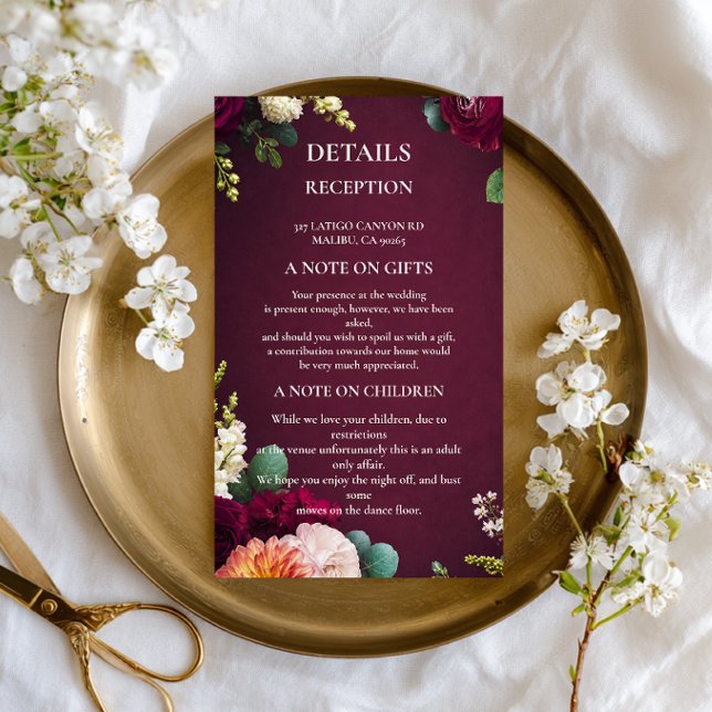 Burgundy Floral Elegant Enclosure Card (Creator Uploaded)