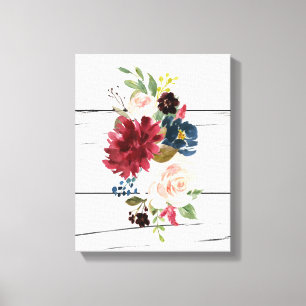 Burgundy Floral Elegant Rustic Canvas Print