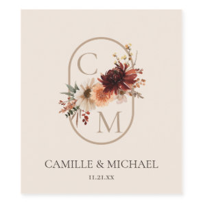 Burgundy Floral Engagement Party Wine Label