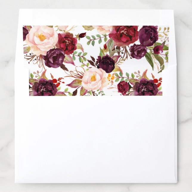 Burgundy Floral Envelope Liners (In Envelope)