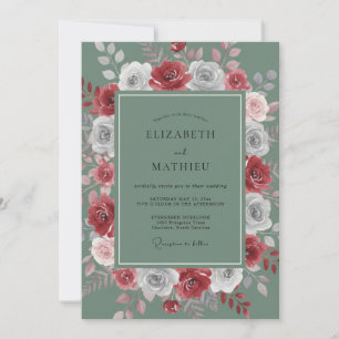 Burgundy Floral Ethereal Wedding Invitation
