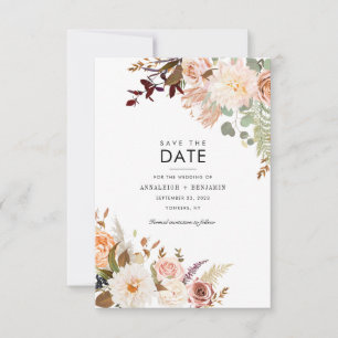 Burgundy Floral Eucalyptus Greenery Pastel Save The Date