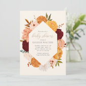 Burgundy Floral Fall Baby Shower Invitation (Standing Front)