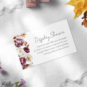 Burgundy Floral Fall Bridal Shower Display Shower Enclosure Card