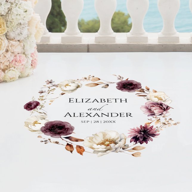 Burgundy Floral Fall Wedding Entrance Floor Decals (Creator Uploaded)