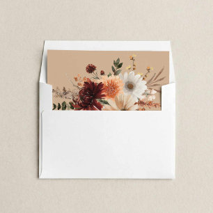 Burgundy Floral Fall Wedding Envelope Liner